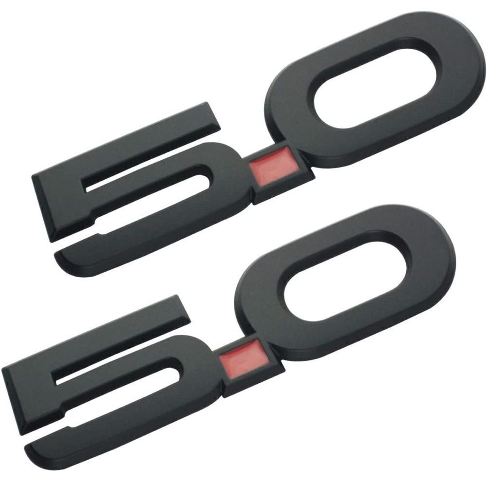 Mustang 5.0 3D Left Right Fender Emblems for 2015-2020 Set of 2 Black/Red NWT